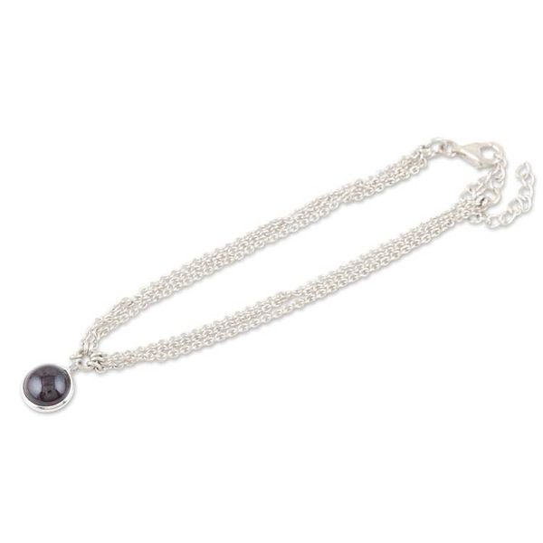 Alternate image for Garnet and Sterling Silver Charm Bracelet Crafted in India Scarlet Globe