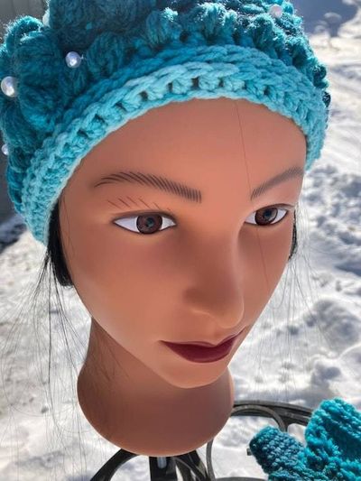 Alternate image for Woman’s Ear Warmer Headband & Fingerless Gloves Set Turquoise and Teal