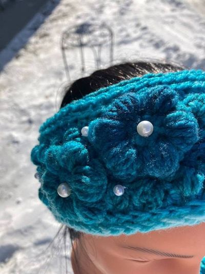 Alternate image for Woman’s Ear Warmer Headband & Fingerless Gloves Set Turquoise and Teal