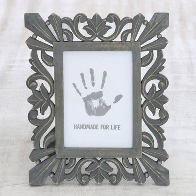 Primary image for Dark Grey Distressed Hand Carved Mango Wood Photo Frame 5x7 Treasured Memories