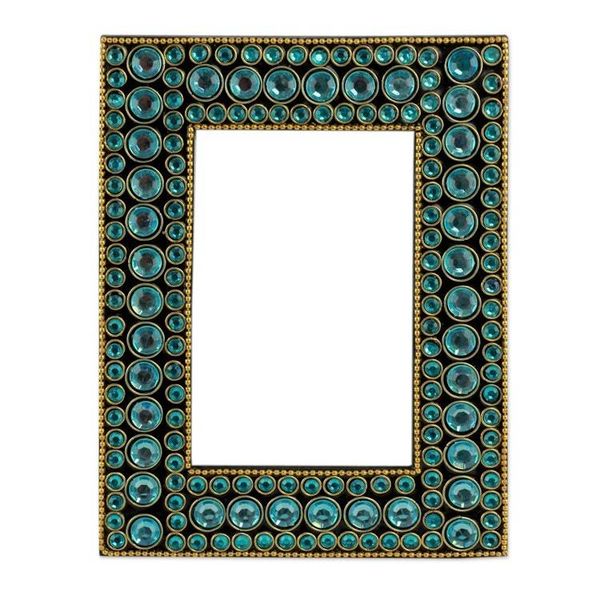 Alternate image for Dazzling Aqua Photo Frame from India 4x6 Aqua Glitz