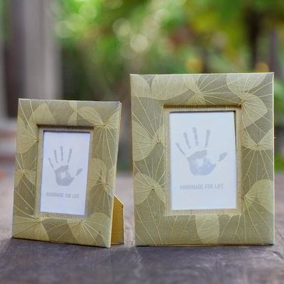 Alternate image for Hand Made Natural Fiber Photo Frames 4x6 and 3x5 Autumn Spirit in Grey