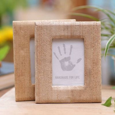 Alternate image for Small Natural Fiber Photo Frames in Beige Pair, 3x5 Rustic Memories in Beige