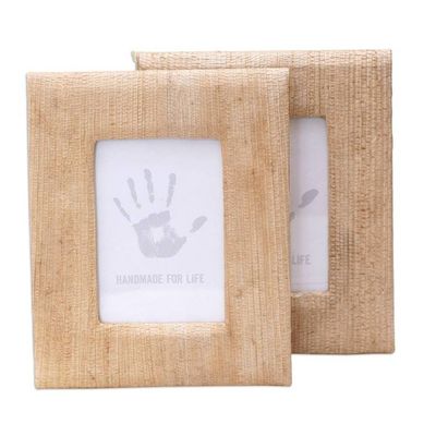 Alternate image for Small Natural Fiber Photo Frames in Beige Pair, 3x5 Rustic Memories in Beige