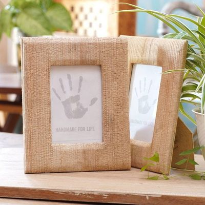 Alternate image for Small Natural Fiber Photo Frames in Beige Pair, 3x5 Rustic Memories in Beige
