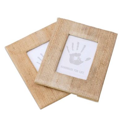 Alternate image for Small Natural Fiber Photo Frames in Beige Pair, 3x5 Rustic Memories in Beige