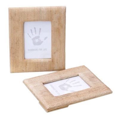 Alternate image for Small Natural Fiber Photo Frames in Beige Pair, 3x5 Rustic Memories in Beige