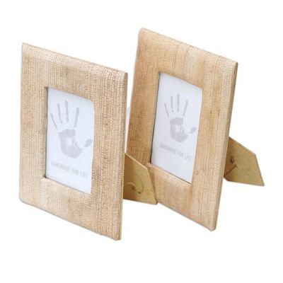Alternate image for Small Natural Fiber Photo Frames in Beige Pair, 3x5 Rustic Memories in Beige