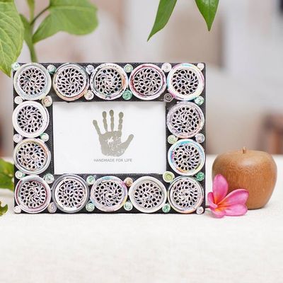Alternate image for 3x5 Recycled Paper Circle Motif Photo Frame from Bali Memory Circles