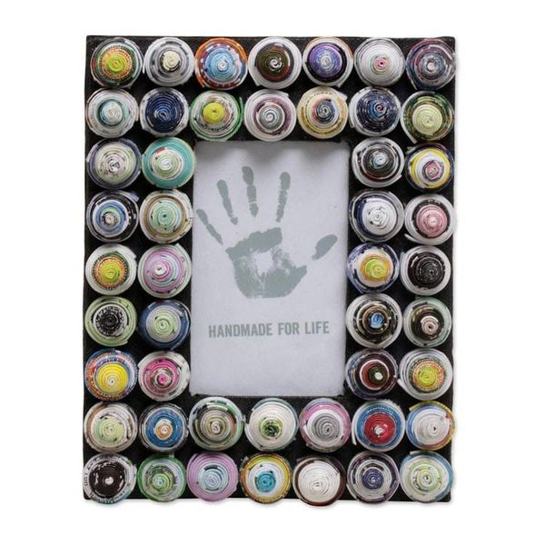 Alternate image for 3x5 Recycled Paper Photo Frame with Circle Motifs Colorful Shrines