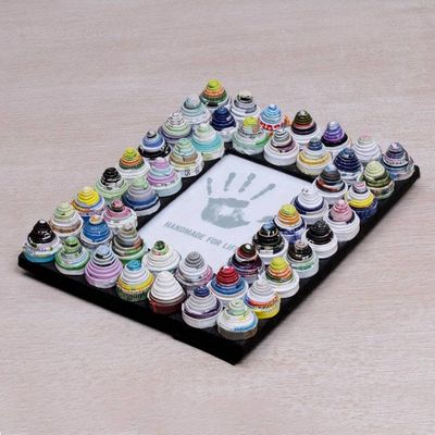 Alternate image for 3x5 Recycled Paper Photo Frame with Circle Motifs Colorful Shrines