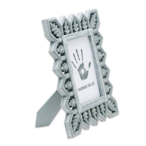 Alternate image for Light Grey Distressed Hand Carved Mango Wood Photo Frame 5x7 Garden Gate