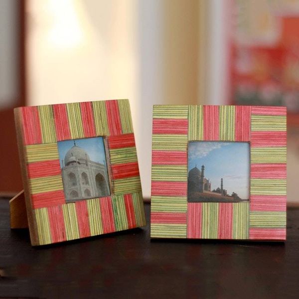 Alternate image for Wood photo frames Pair, 3x3 Dream of Delhi