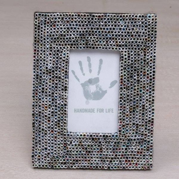 Alternate image for Recycled Paper Multicolored Photo Frame from Bali 3x5 Straw Memories