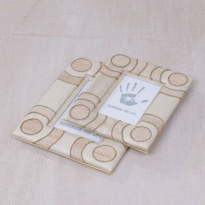 Alternate image for 4x6 and 3x5 Natural Fiber Indonesian Photo Frames in Beige Circle of Memories in Beige