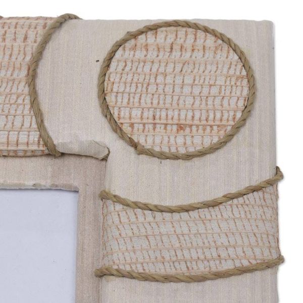 Alternate image for 4x6 and 3x5 Natural Fiber Indonesian Photo Frames in Beige Circle of Memories in Beige