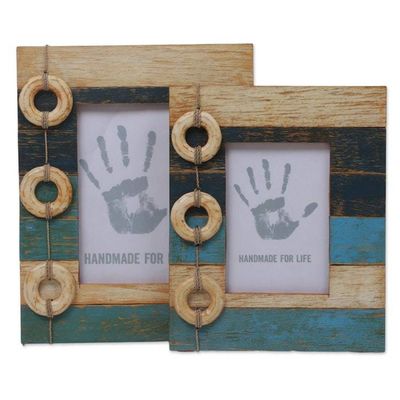 Alternate image for 4x6 and 3x5 Albesia Wood Indonesian Nautical Photo Frames Floating Memories