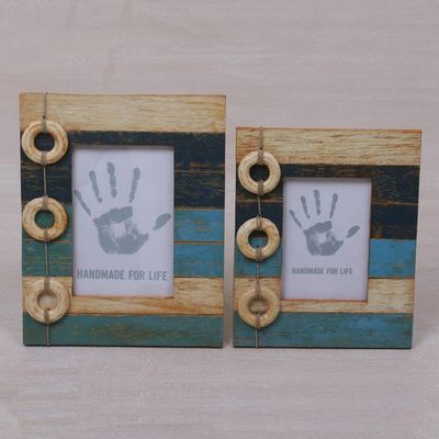 Alternate image for 4x6 and 3x5 Albesia Wood Indonesian Nautical Photo Frames Floating Memories