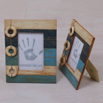Alternate image for 4x6 and 3x5 Albesia Wood Indonesian Nautical Photo Frames Floating Memories