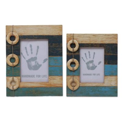 Alternate image for 4x6 and 3x5 Albesia Wood Indonesian Nautical Photo Frames Floating Memories