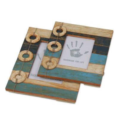 Alternate image for 4x6 and 3x5 Albesia Wood Indonesian Nautical Photo Frames Floating Memories