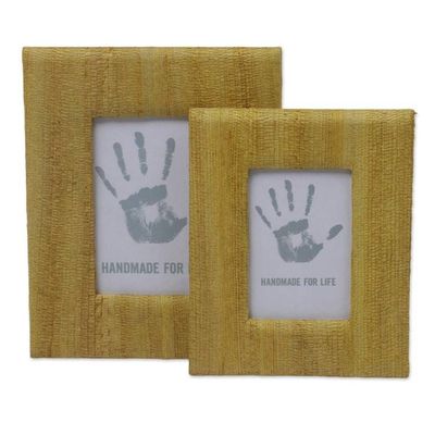 Alternate image for 4x6 and 3x5 Natural Fiber Rustic Photo Frames in Yellow Rustic Memories in Yellow