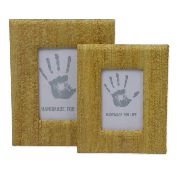 Alternate image for 4x6 and 3x5 Natural Fiber Rustic Photo Frames in Yellow Rustic Memories in Yellow