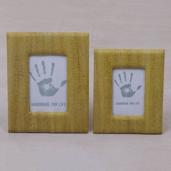 Alternate image for 4x6 and 3x5 Natural Fiber Rustic Photo Frames in Yellow Rustic Memories in Yellow