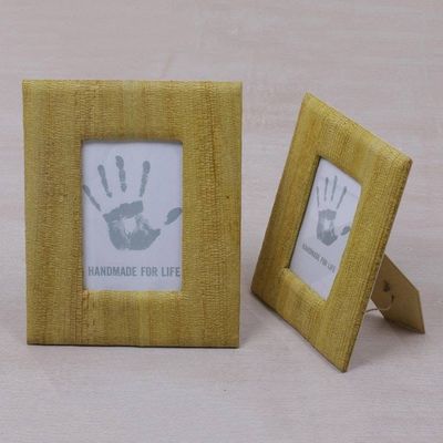 Alternate image for 4x6 and 3x5 Natural Fiber Rustic Photo Frames in Yellow Rustic Memories in Yellow