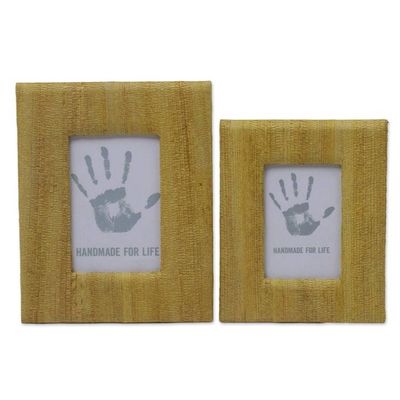 Alternate image for 4x6 and 3x5 Natural Fiber Rustic Photo Frames in Yellow Rustic Memories in Yellow