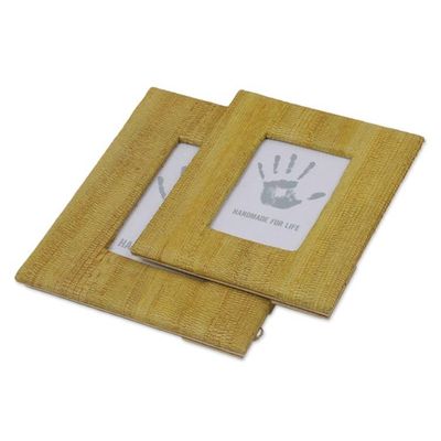 Alternate image for 4x6 and 3x5 Natural Fiber Rustic Photo Frames in Yellow Rustic Memories in Yellow