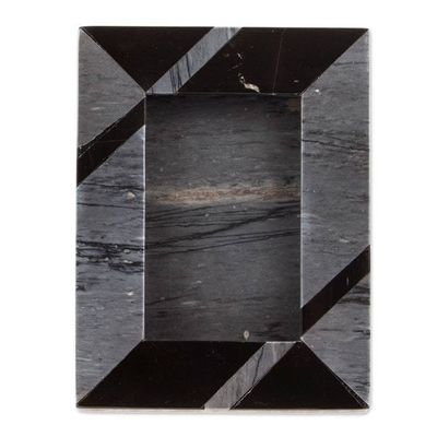Alternate image for Modern Grey Marble Photo Frame from Mexico 4x6 Modern Lines in Grey
