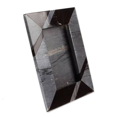 Alternate image for Modern Grey Marble Photo Frame from Mexico 4x6 Modern Lines in Grey