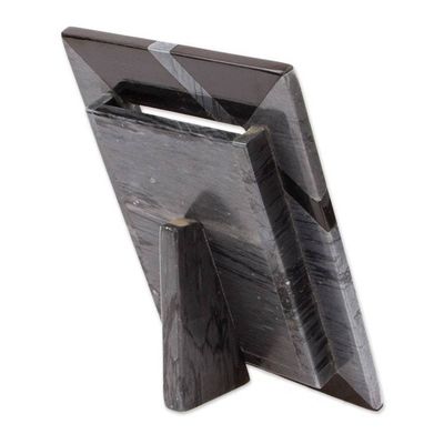 Alternate image for Modern Grey Marble Photo Frame from Mexico 4x6 Modern Lines in Grey