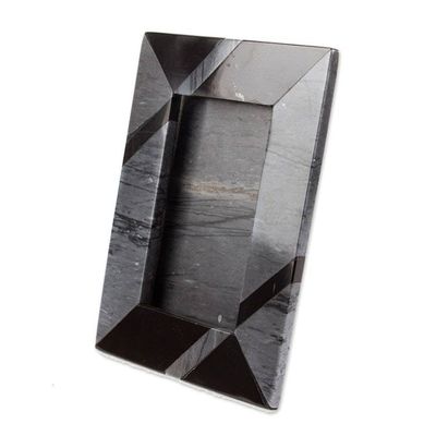 Alternate image for Modern Grey Marble Photo Frame from Mexico 4x6 Modern Lines in Grey