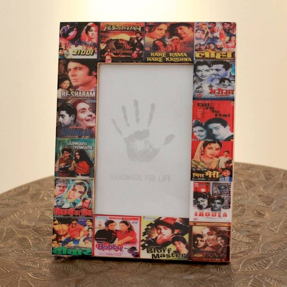 Handcrafted Wood Phto Frame from India 4x6 'Bollywood Magic'
