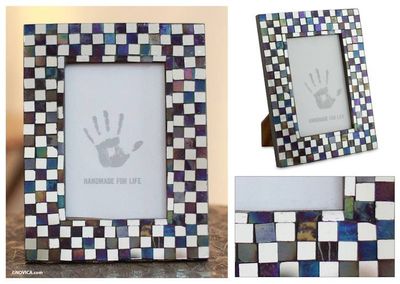 Alternate image for Handcrafted Glass Tile Photo Frame 4x6 Memoirs of Amethyst and Silver