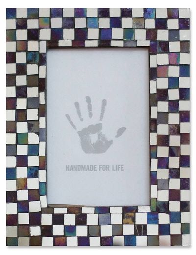 Alternate image for Handcrafted Glass Tile Photo Frame 4x6 Memoirs of Amethyst and Silver
