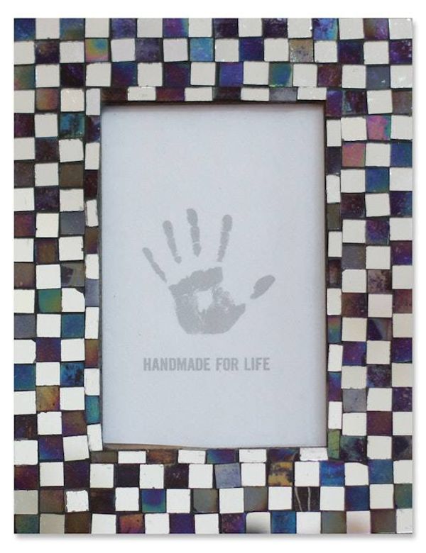 Alternate image for Handcrafted Glass Tile Photo Frame 4x6 Memoirs of Amethyst and Silver