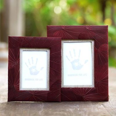 Alternate image for Handmade Natural Fiber Photo Frames 4x6 and 3x5 Autumn Spirit in Red