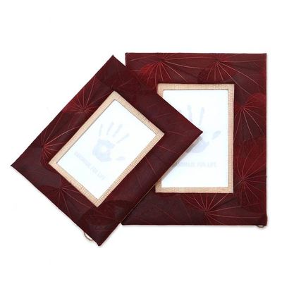 Alternate image for Handmade Natural Fiber Photo Frames 4x6 and 3x5 Autumn Spirit in Red