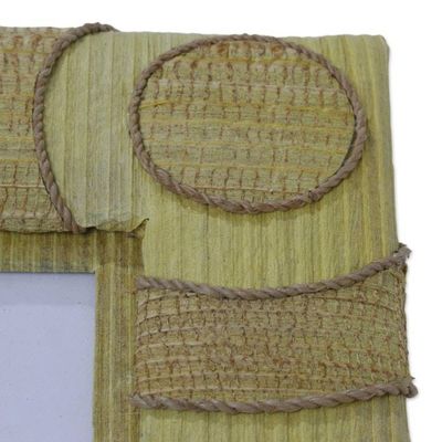 Alternate image for 4x6 and 3x5 Natural Fiber Indonesian Photo Frames in Yellow Circle of Memories in Yellow