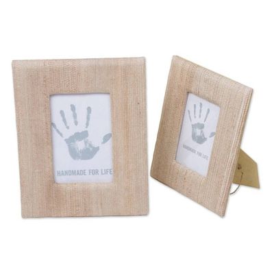 Alternate image for 4x6 and 3x5 Natural Fiber Rustic Photo Frames in Beige Rustic Memories in Beige