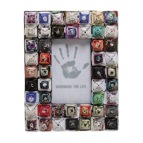 Alternate image for 3x5 Recycled Paper Photo Frame with Multicolored Squares Square Shrines