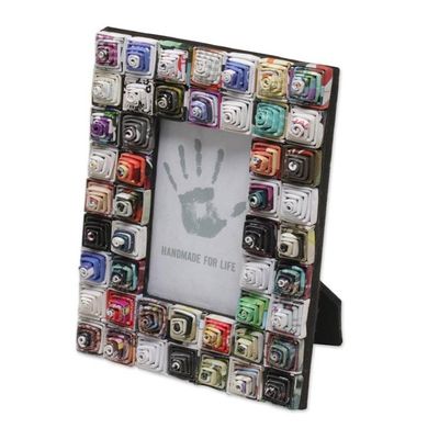Alternate image for 3x5 Recycled Paper Photo Frame with Multicolored Squares Square Shrines