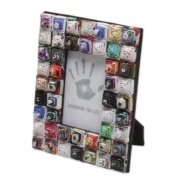 Alternate image for 3x5 Recycled Paper Photo Frame with Multicolored Squares Square Shrines
