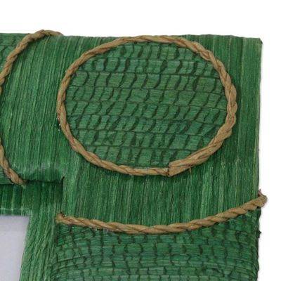 Alternate image for 4x6 and 3x5 Natural Fiber Indonesian Photo Frames in Green Circle of Memories in Green