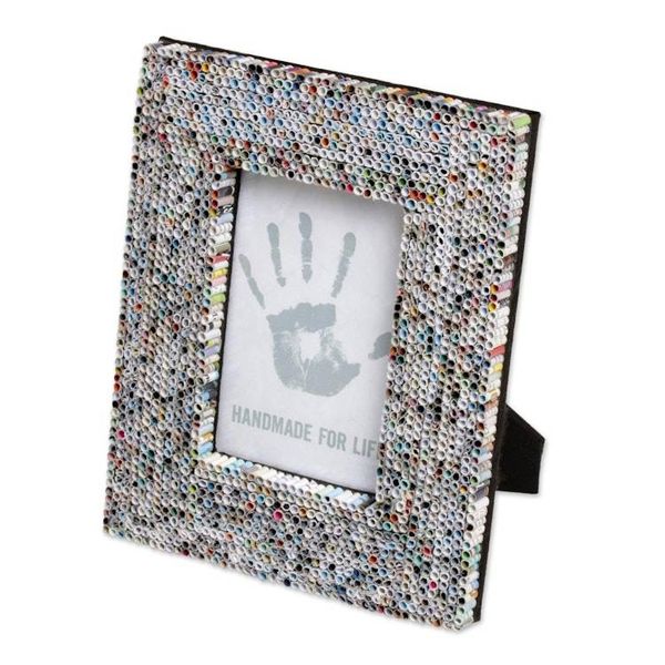 Alternate image for 4x6 Recycled Paper Multicolored Photo Frame from Bali Straw Memories