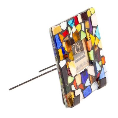 Alternate image for Handcrafted Stained Glass Photo Frame 2x2 Mexican Kaleidoscope