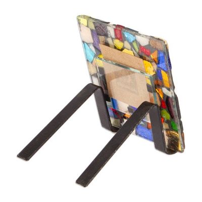 Alternate image for Handcrafted Stained Glass Photo Frame 2x2 Mexican Kaleidoscope